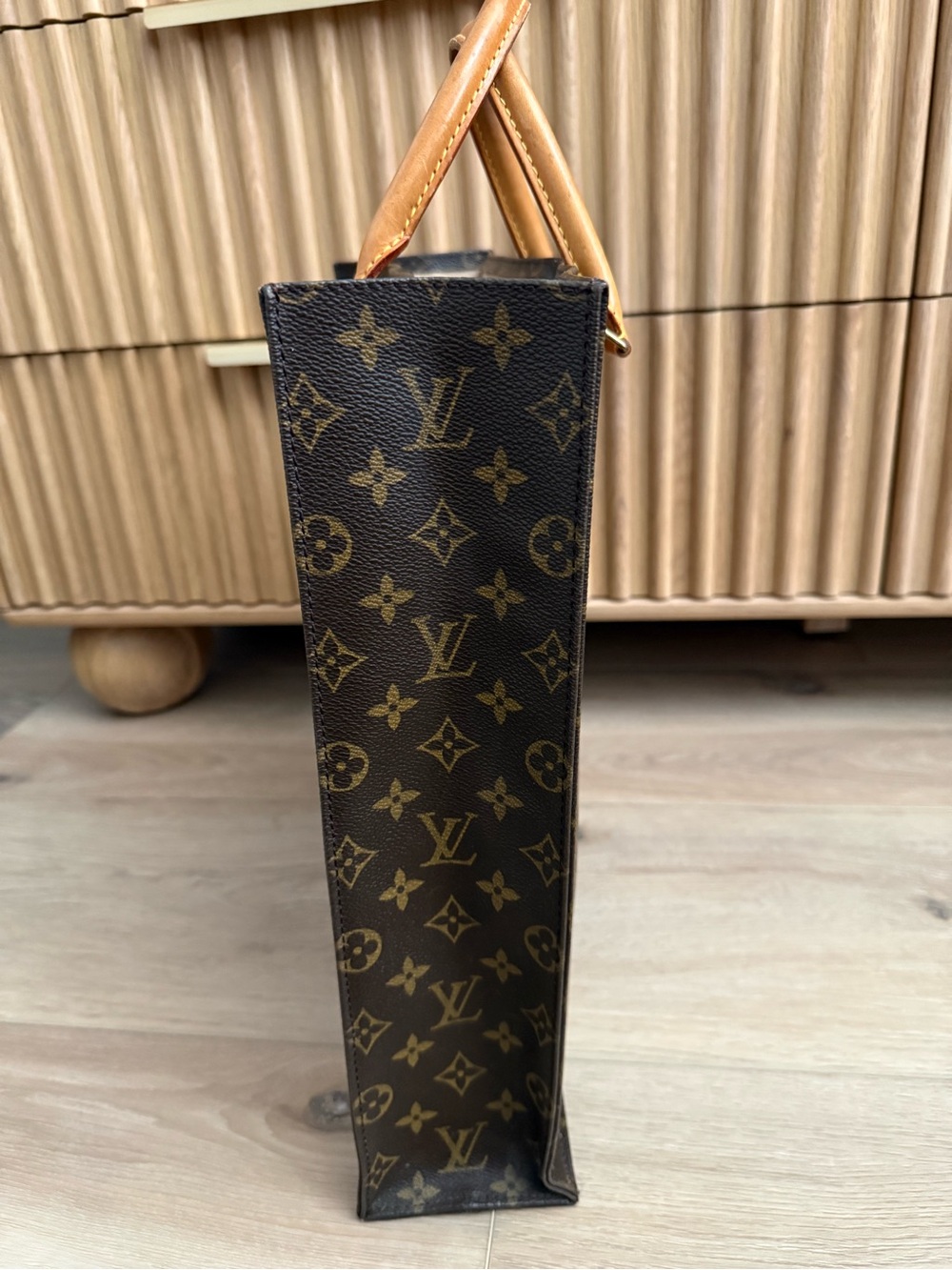 Louis Vuitton Brown Monogram Canvas Sac Plat Tote with Vachetta Handles - Picture 3 of 16
